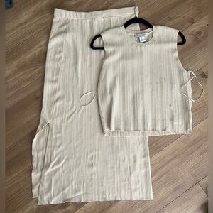 Rachel Zoe Beige Ribbed Knit Top